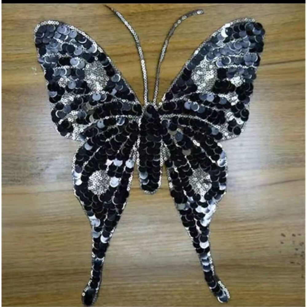 NWOT Seqiun Gold and Black Sew On Butterfly Applique 10"x 11"